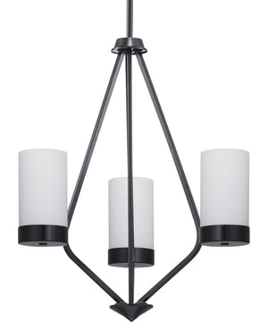 Elevate 3-Light Etched White Glass Mid-Century Modern Chandelier Light Matte Black