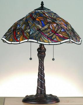 24"H Spiral Dragonfly  Tiffany Table Lamp Mosaic