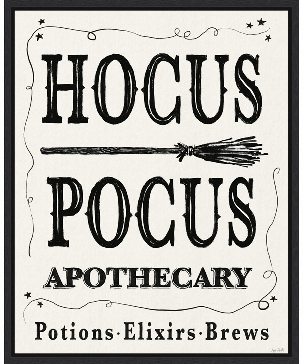 Framed Hocus Pocus Halloween Black by Anne Tavoletti Canvas Wall Art Print (23  W x 28  H), Sylvie Black Frame