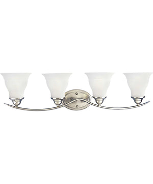 Trinity 4-Light Etched Glass Traditional Bath Vanity Light Brushed Nickel