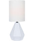 Mason 1-Light Mini Table Lamp White Ceramichrome/ White Linen Shade
