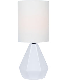 Mason 1-Light Mini Table Lamp White Ceramichrome/ White Linen Shade