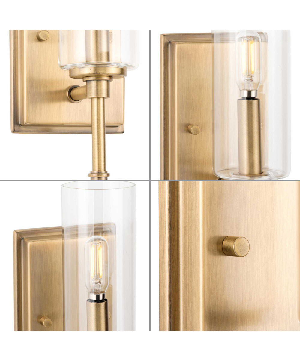 Elara 1-Light New Traditional Clear Glass Bath Vanity Light Vintage Brass