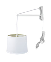 14"W MAST Plug-In Wall Mount Pendant 1 Light White Cord/Arm White Shade