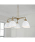 Ross 5-Light Chandelier Aged Brass and White