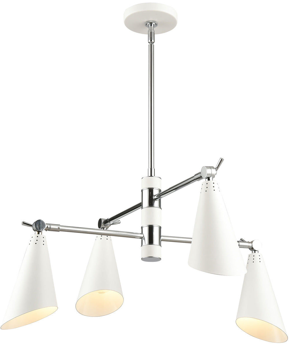Luca 4-Light chandelier  Polished Chrome / White