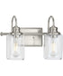 Aiken 2-Light Clear Glass Farmhouse Style Bath Vanity Wall Light Brushed Nickel