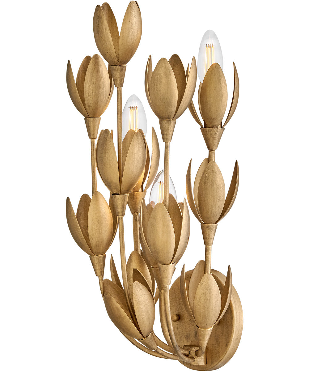 Flora 3-Light Large Sconce in Burnished Gold
