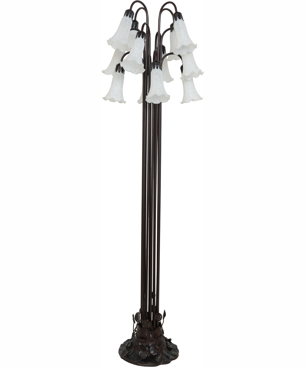 63" High White Tiffany Pond Lily 12 Light Floor Lamp