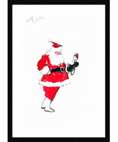 Santa and Robin (Falconry) by George Adamson Wood Framed Wall Art Print (18  W x 25  H), Svelte Noir Black Frame