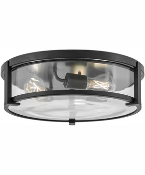 Lowell 3-Light Large Flush Mount in Black with Clear glass