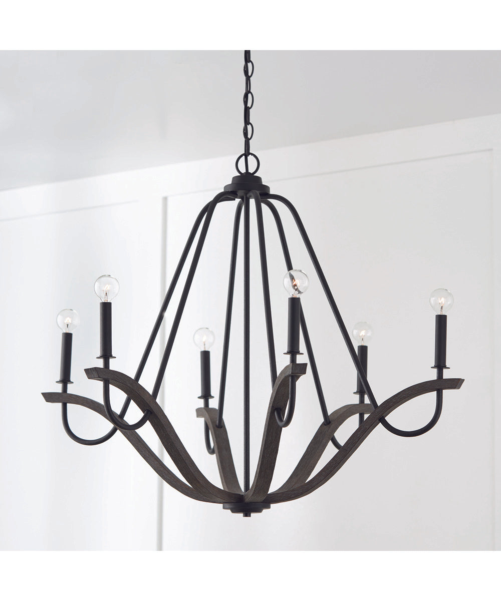 Clive 6-Light Chandelier Carbon Grey and Black Iron