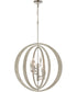 Retro Rings 6-Light chandelier  Sandy Beechwood / Polished Nickel