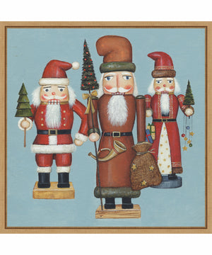 Framed Santa Nutcrackers by David Carter Brown Canvas Wall Art Print (22  W x 22  H), Sylvie Maple Frame