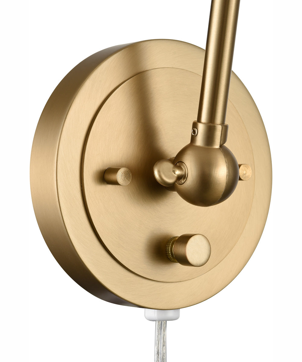 Albany 16'' High 1-Light Plug In Hinged Swingarm Sconce - Brushed Gold, 6"W