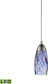 3"W Milan 1-Light LED Pendant Satin Nickel/Starlight Blue Glass