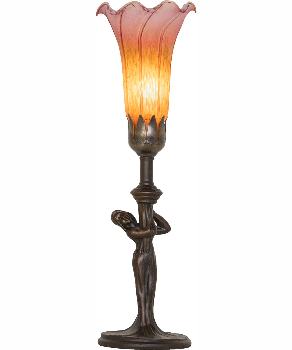 15" High Amber/Purple Tiffany Pond Lily Nouveau Lady Accent Lamp