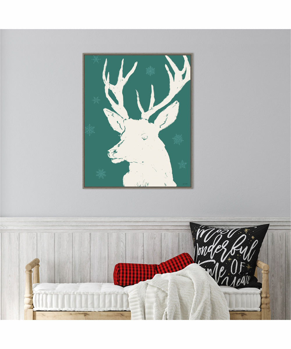 Framed Seasonal Shades V Reindeer by Anne Tavoletti Canvas Wall Art Print (23  W x 28  H), Sylvie Greywash Frame
