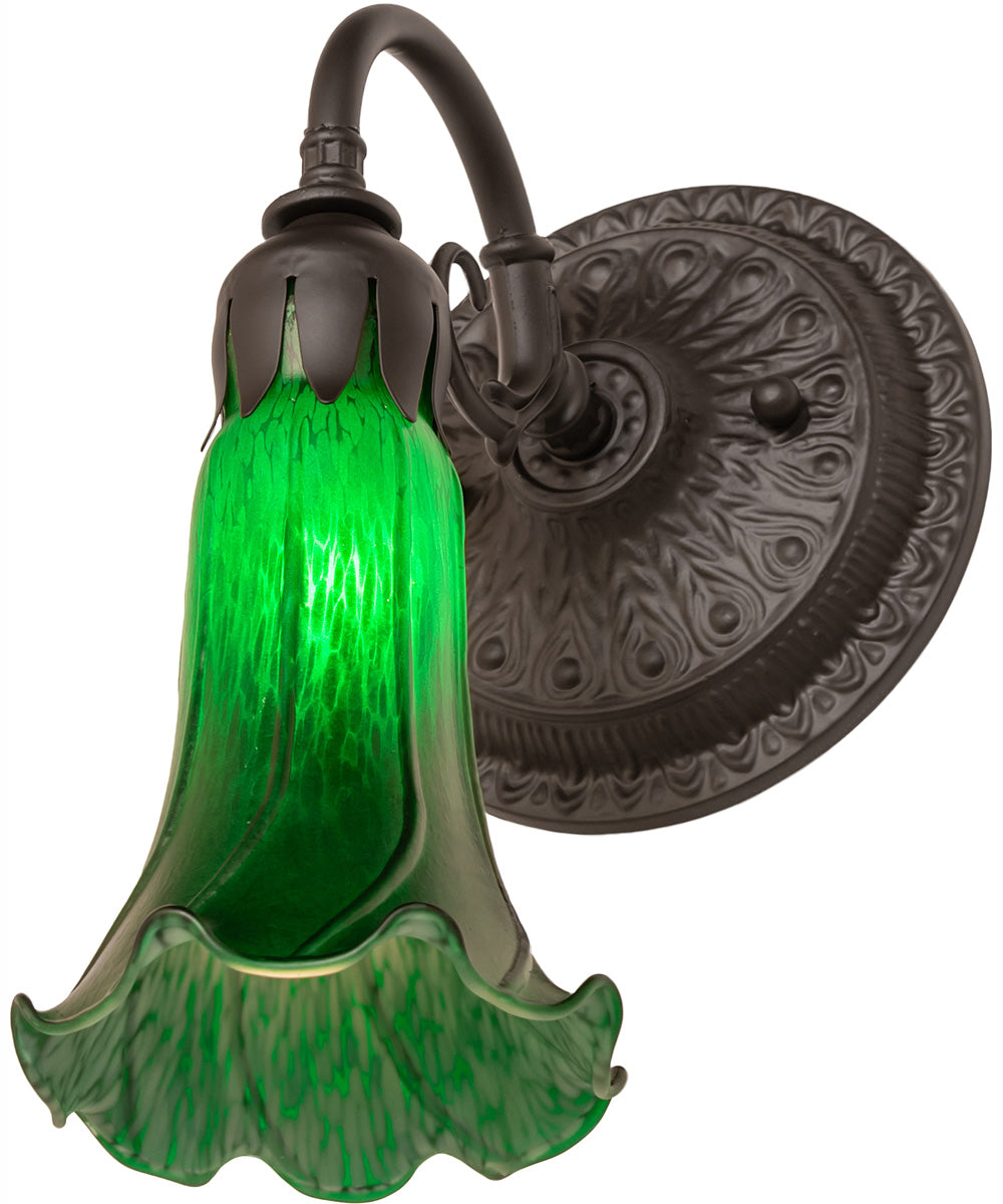 5.5" Wide Green Tiffany Pond Lily Wall Sconce