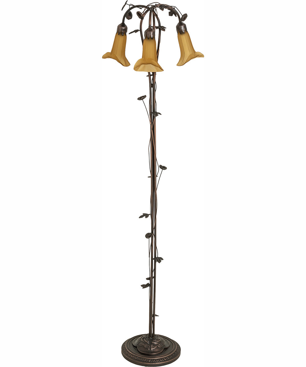 58" High Amber Tiffany Pond Lily 3 Light Floor Lamp