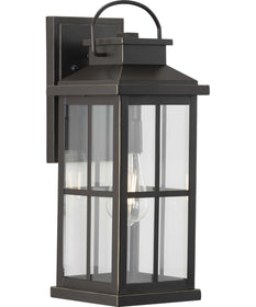 Williamston 1-Light Clear Glass Transitional Style Large Outdoor Wall Lantern Antique Bronze