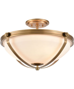 Connelly 3-Light Semi Flush Natural Brass/Frosted Glass