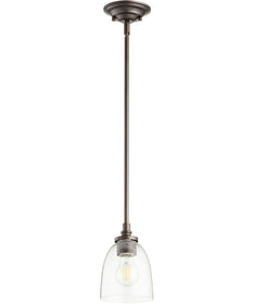 5"W Rossington 1-light Pendant Oiled Bronze w/ Clear/Seeded
