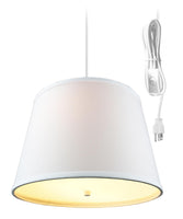16"W 2 Light Swag Plug-In Pendant White with Diffuser White Cord
