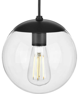 Atwell 8-inch Clear Glass Globe Small Hanging Pendant Light Matte Black