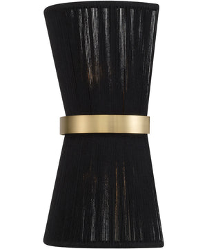 Cecilia 2-Light Sconce Black Rope and Patinaed Brass