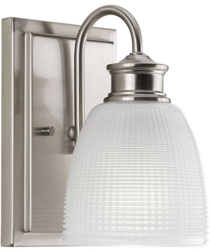 Lucky 1-Light Frosted Prismatic Glass Coastal Bath Vanity Light Brushed Nickel
