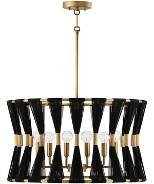 Bianca 6-Light Pendant Black Rope and Patinaed Brass