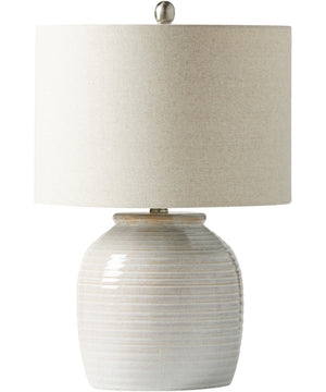1-Light Table Lamp White Ceramic/Brushed Polished Nickel