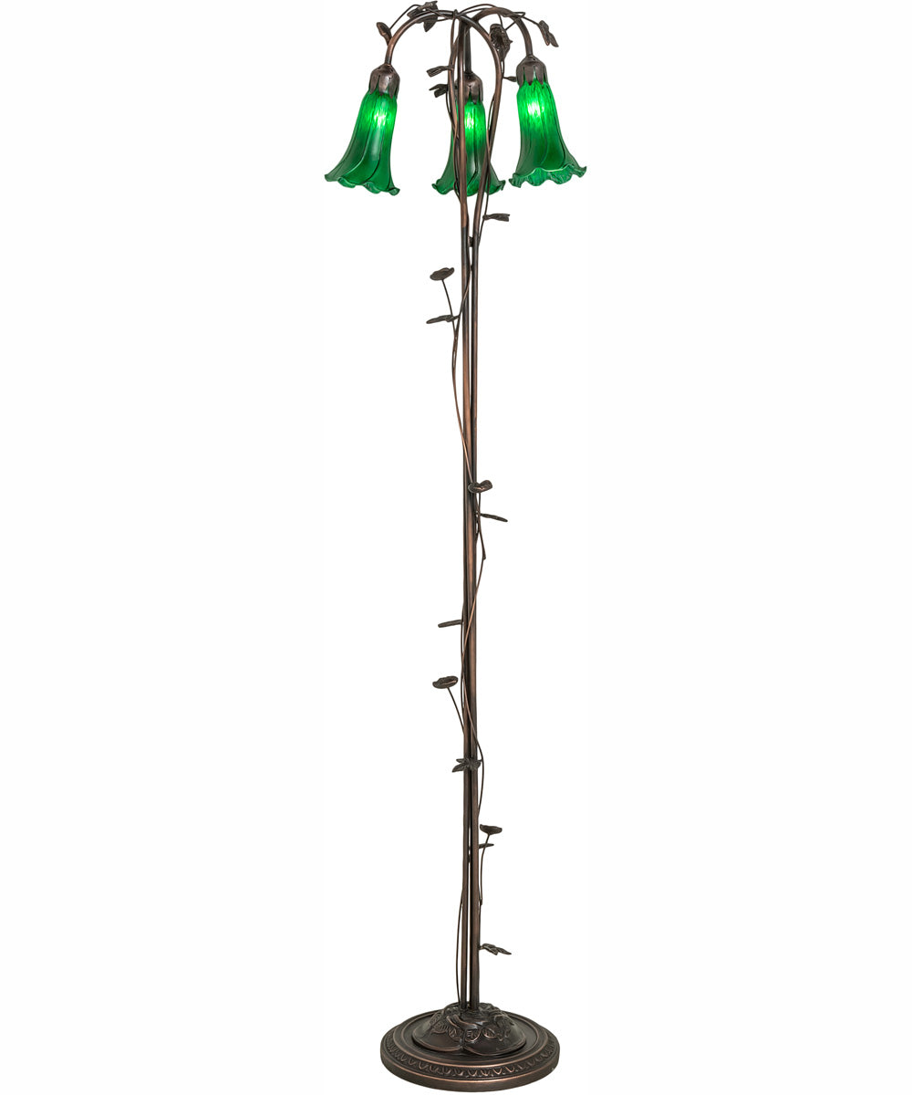58" High Green Tiffany Pond Lily 3 Light Floor Lamp