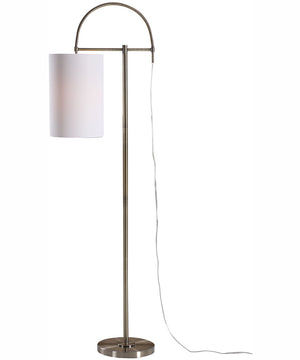 66"H 1-Light Floor Lamp Iron in Antique Brushed Brass with a Rectangular Shade