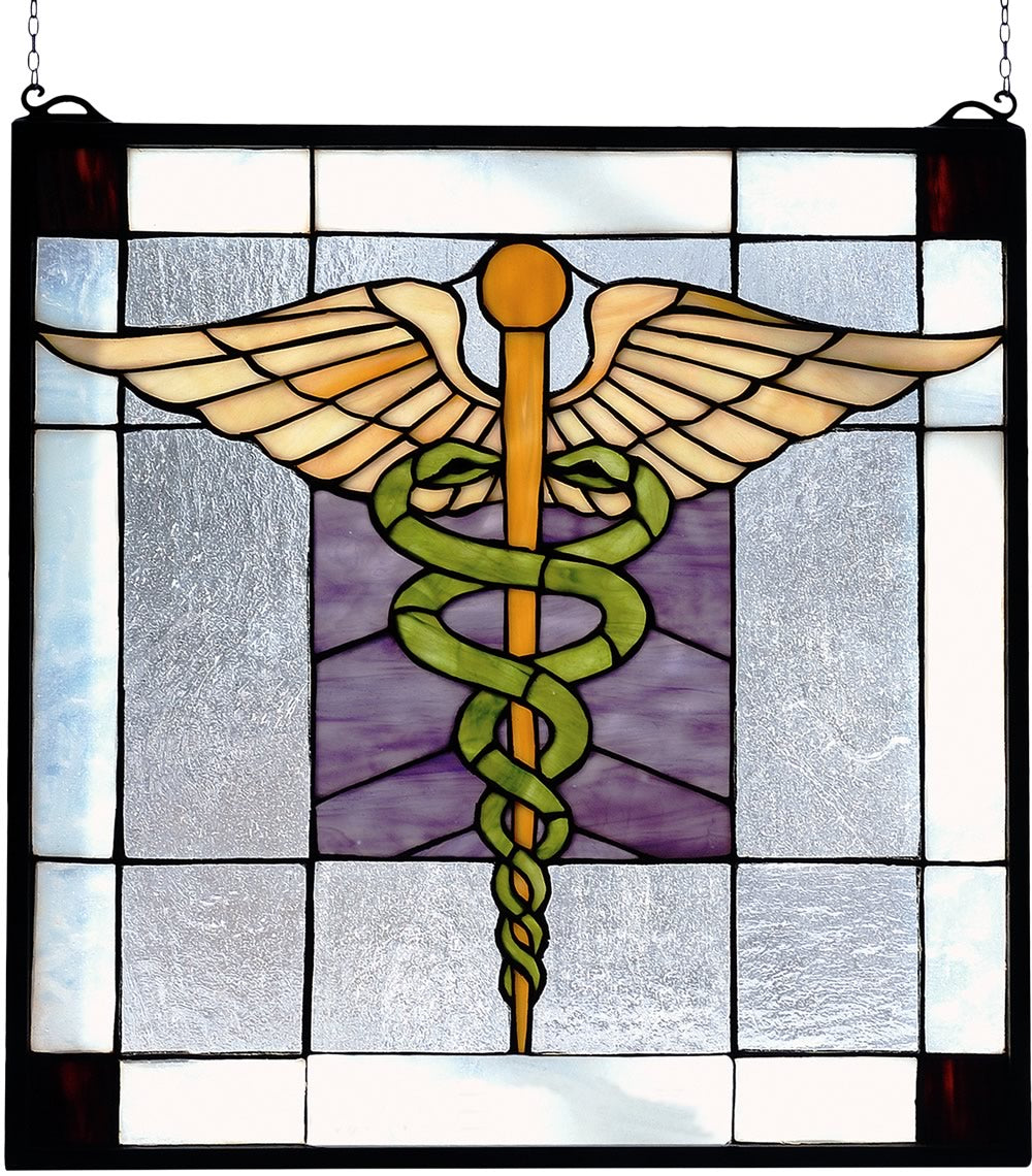 18"H Medical Stained Glass Window