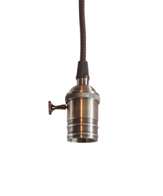 2"W Single Light Bare Bulb Pendant with Retro Switch on Socket Antique Brass Finish by Home Concept