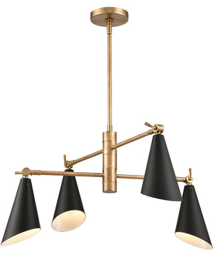 Calder 4-Light chandelier  Natural Brass / Matte Black