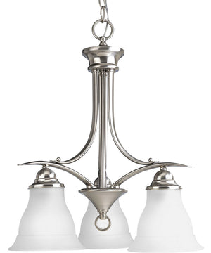 Trinity 3-Light Etched Glass Traditional Chandelier Light Brushed Nickel