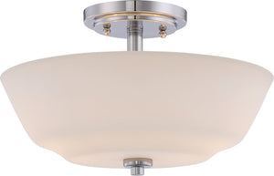 13"W Willow 2-Light Close-to-Ceiling Polished Nickel