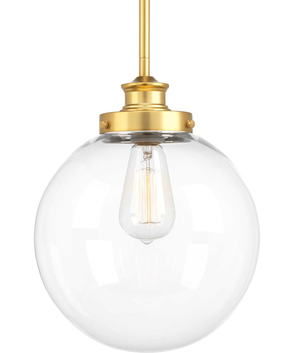 Penn 1-Light Clear Glass Farmhouse Pendant Light Natural Brass