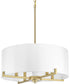 Palacio 4-Light White Silk Shade Luxe Pendant Light Vintage Gold