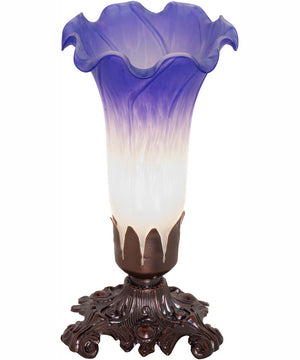 8" High Blue/White Pond Lily Victorian Mini Lamp