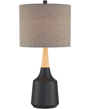 Genson 1-Light Table Lamp Two Tone Black Ceramichrome/ Wood/Grey Fabric