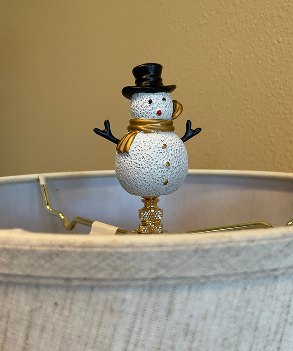 3.7"H Silver and Gold Christmas Snowman Polished Brass Base Lamp Finial