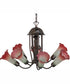 24" Wide Pink/White Tiffany Pond Lily 7 Light Chandelier