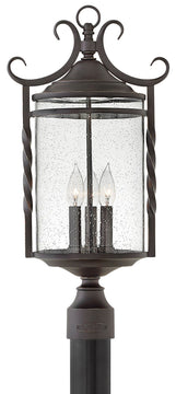24"H Casa 3-Light Outdoor Pier Post Light in Olde Black with Clear Seedy