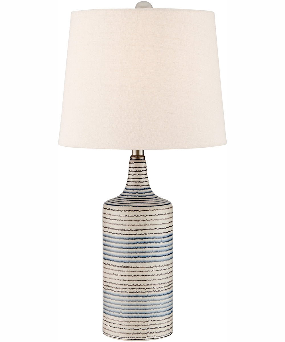 Felicia 2-Light 2 Pack-Table Lamp Striped Ceramichrome/ Light Beige Fabric