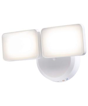 Outdoor LED Dual Head Wall Spot Light 2 Light Dusk to Dawn, White Finish 6"H