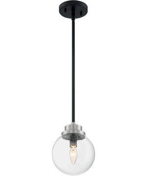 8"W Axis 1-Light Pendant Matte Black / Brushed Nickel Accents